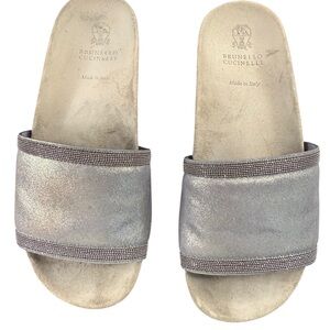 Brunello Cucinelli Metallic Silver Sandals